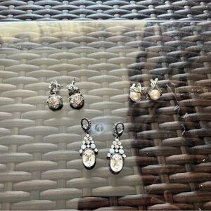 Elegant Silver and Pearl Earring Set